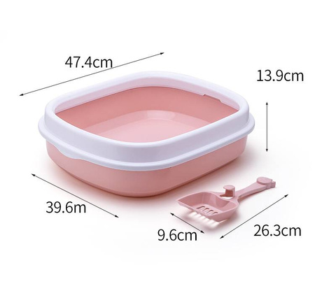 KUWETA DLA KOTA OTWARTA Z RAMKĄ NA ŻWIREK + ŁOPATKA GRATIS Różowa 47.4x39.6x13.9cm