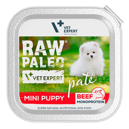 Raw Paleo Pate Mini Puppy Beef Tacka 6x150g Mokra Karma Dla Szczeniąt Małych Ras z Wołowiną