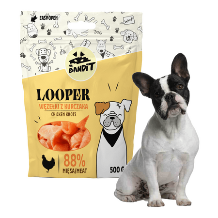 Mr Bandit LOOPER Węzełki z kurczaka 500g - naturalny przysmak dla psa