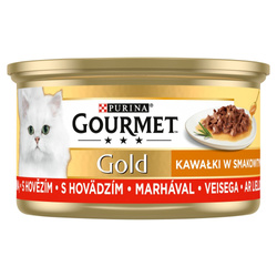 POLECANY SKLEP ✰ Purina Gourmet Gold z Wołowiną 85g Mokra Karma Dla Kota Kawałki w Sosie ✰ SZYBKA DOSTAWA
