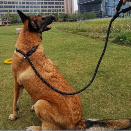 Smycz Zaciskowa Linowa Treningowa Behawioralna dla Psa Różowa Odblaskowa 1.4m