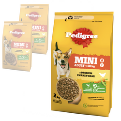 PEDIGREE Adult Mini 3x2kg Z Drobiem I Warzywami Sucha Karma Pełnoporcjowa Dla Dorosłych Psów Małych Ras
