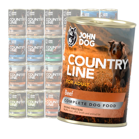 John Dog Country Line Mokra Karma Dla Dorosłych Psów 24x400g Mix Smaków