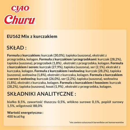 Inaba Cat Churu 60x14g (840g) Kremowy Przysmak Dla Kota Pasta Mix Z Kurczakiem