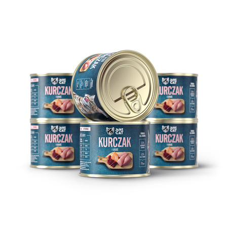 Jane Cat ADULT KURCZAK ŁOSOŚ 6x 200g mokra karma dla kotów bez zbóż