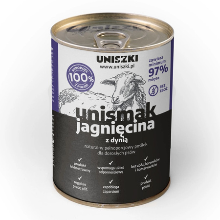 Uniszki Unismak Jagnięcina z Dynią 410g Bezzbożowa Mokra Karma dla Psa