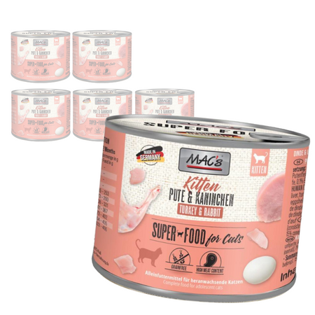 MAC's Kitten Mokra Karma Dla Kociąt Indyk Królik 6x200g