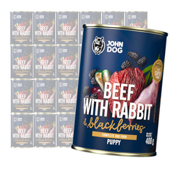 John Dog Berry Line Wołowina I Królik Z Jeżynami 24x400g Mokra Karma Dla Szczeniąt