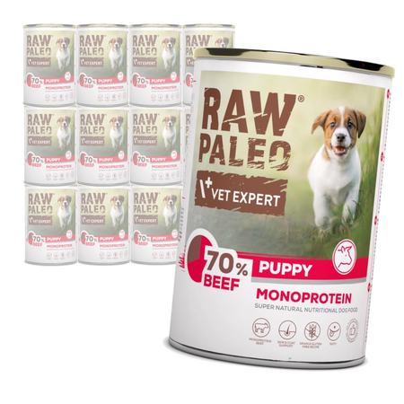 Vet Expert Raw Paleo Puppy Monoprotein Beef 12x400g Mokra Karma Dla Szczeniąt z Wołowiną
