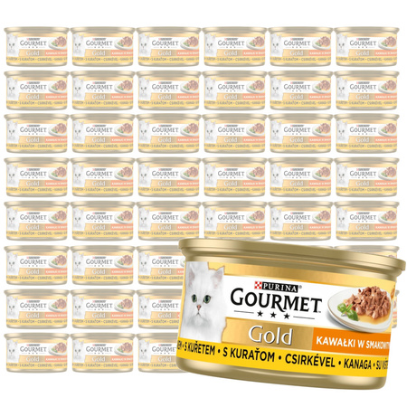 Purina Gourmet Gold z Kurczakiem 48x85g Mokra Karma Dla Kota Kawałki w Sosie