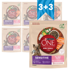 Purina ONE Mini Sensitive z Łososiem i Ryżem 6x800g Sucha Karma Dla Psów Małych Ras