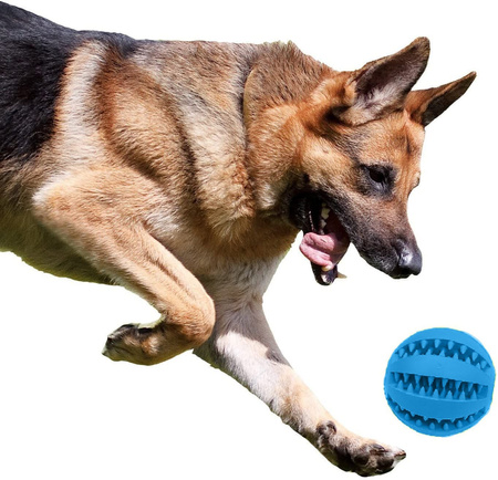 Piłka Gumowa na Smaczki Dla Psa Zabawka Dentystyczna Gryzak 5cm Niebieska