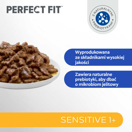 Perfect Fit Adult Sensitive 1+ Mokra Karma Dla Kotów 16x85g Z Kurczakiem Łososiem I Wołowiną W Sosie