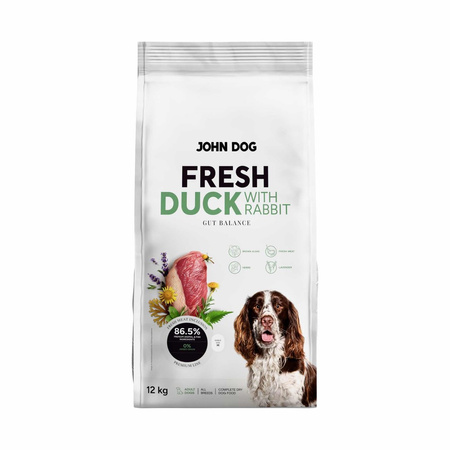 John Dog Fresh 12kg Sucha Karma Dla Psa Z Kaczką I Królikiem Wsparcie Układu Pokarmowego