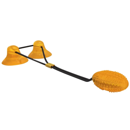 Zabawka na przysmaki dla psa gryzak z dozownikiem karmy, z dwiema przyssawkamii pomarańczowa