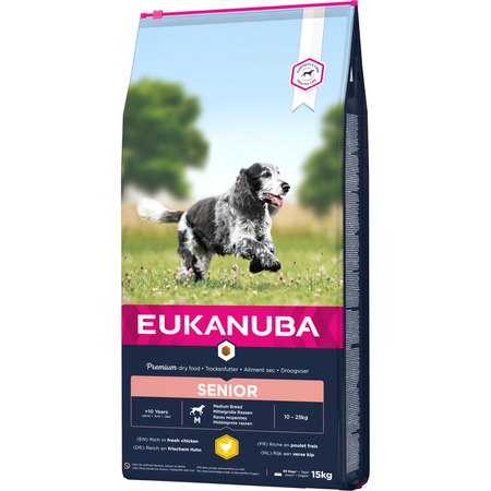 EUKANUBA Senior Sucha Karma W Formie Granulek Dla Starszych Psów Średnich Ras Z Kurczakiem 15kg