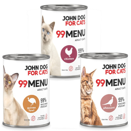 John Dog for Cats 99 Menu Mokra Karma Dla Dorosłych Kotów Mix 6 Smaków 6x400g