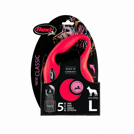 Flexi New Classic L 5m Smycz automatyczna, dla psów do 50kg, Czerwony