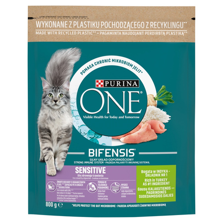 Purina One Bifensis Sensitive Sucha Karma Dla Kotów Z Indykiem 6x800g Wrażliwy Układ Pokarmowy
