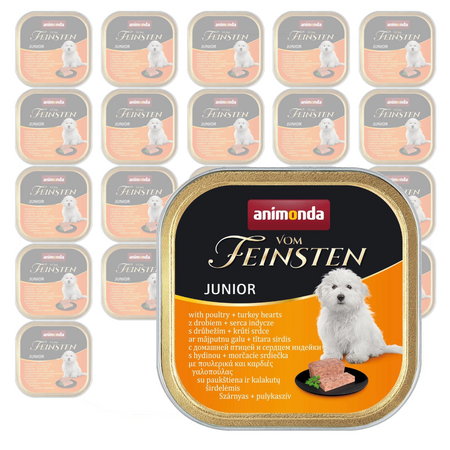 Animonda Vom Feinsten Junior 22x150g Mokra Karma Dla Szczeniąt Drób Serca Indycze