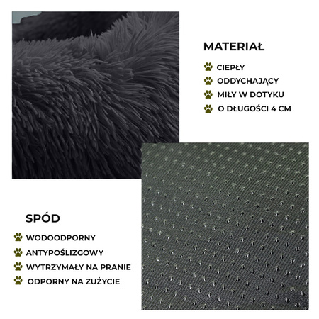 Prostokątne Pluszowe Legowisko dla Psa Kota XS 38x35x20cm Ciemnoszare