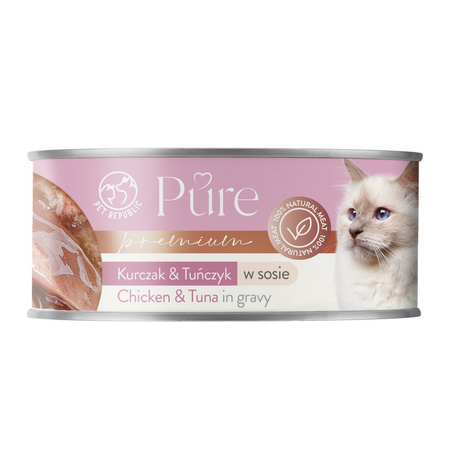 Pet Republic Pure Mokra Karma Dla Kota Mix Smaków W Sosie 12x80g Kurczak Tuńczyk Krewetka