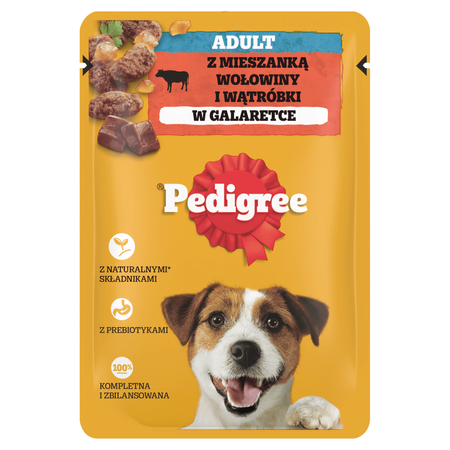 Pedigree Adult Mokra Karma Dla Psa Kawałki Bogate W Mieszankę Wołowiny I Wątróbki W Galaretce 12x100g