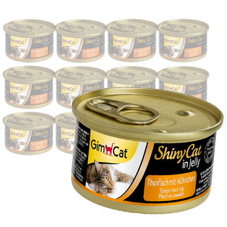 GimCat ShinyCat Mokra Karma Dla Kota Z Tuńczykiem I Kurczakiem W Galaretce 12x70g