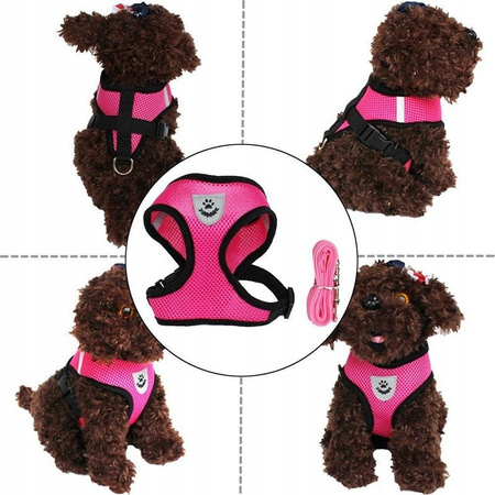 LEKKIE ODDYCHAJĄCE SZELKI + SMYCZ DLA PSA PSÓW S CIEMNORÓŻOWE