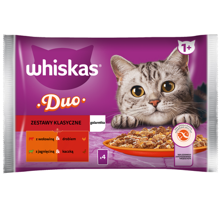 Whiskas Adult 32x85g Zestawy Klasyczne Mokra Karma Dla Dorosłych Kotów 2 Smaki W Galaretce