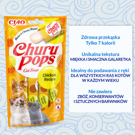 Inaba Cat Churu Pops 4x60g Kremowy Przysmak Dla Kota Galaretka Z Kurczakiem 3+1 Gratis