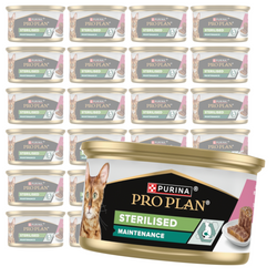 Purina Pro Plan Adult Maintenance Sterilised 24x85g Mokra Karma Dla Kota Wilgotny Pasztet z Łososiem i Tuńczykiem