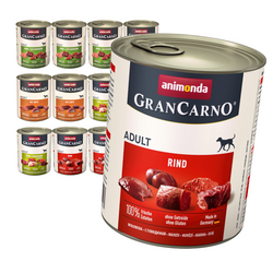 Animonda GranCarno Adult 12x800g Mokra Karma Dla Psa Mix Smaków Wołowina Kaczka Królik