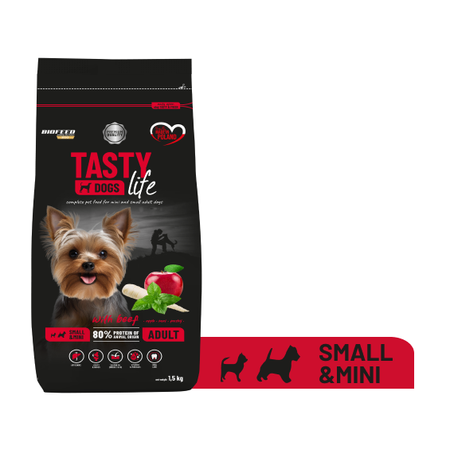 Biofeed Tasty Dogs Life Z Wołowiną 8kg Sucha Karma Dla Psów Małych Ras