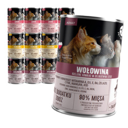 PetRepublic Mix Smaków Kawałki w Sosie 12x400g Bezzbożowa Mokra Karma Dla Kota Łosoś Kurczak Wołowina