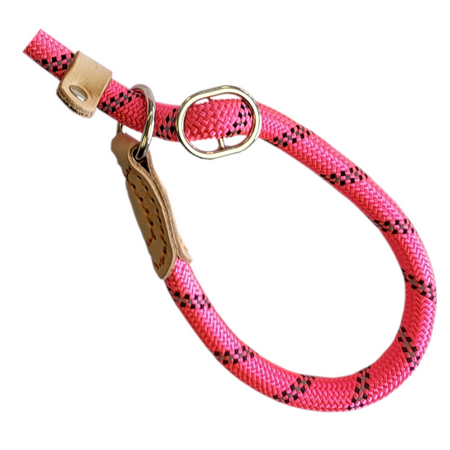 Smycz Zaciskowa Linowa Treningowa Behawioralna dla Psa Różowa Odblaskowa 1.4m