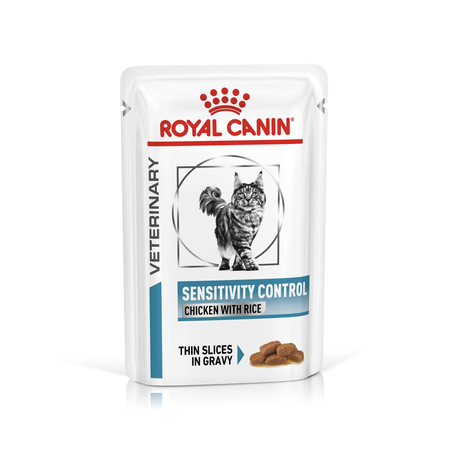 Royal Canin Feline Veterinary Sensivity Control Chicken, karma mokra - plasterki w sosoe, dla kotów dorosłych, niepożądane rekacje na pokarm