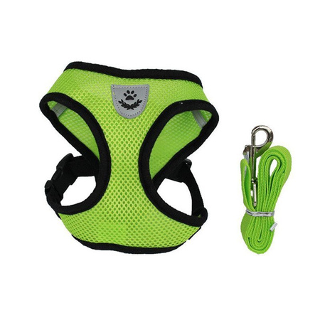 Lekkie Oddychające Szelki + Smycz Dla Psa Psów L klatka 37-49 cm ŻÓŁTO-ZIELONY