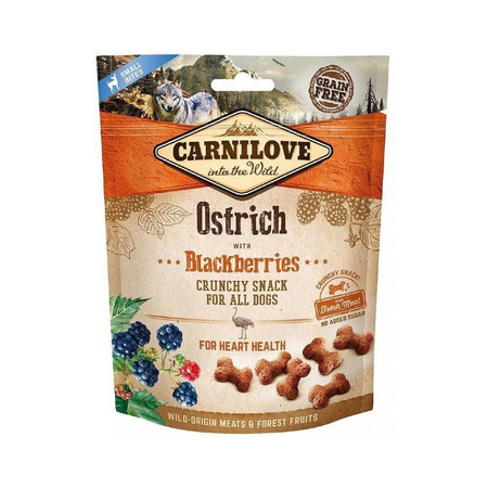 CARNILOVE CRUNCHY SNACK OSTRICH WITH BLACKBERRIES 200G - przysmak dla psa, struś i jeżyny