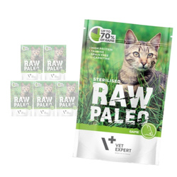 Vet Expert Raw Paleo Sterilised Game 6x100g Saszetka Karma Mokra z Dziczyzną Dla Kotów Sterylizowanych