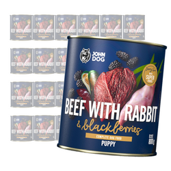 John Dog Berry Line Wołowina I Królik Z Jeżynami 24x800g Mokra Karma Dla Szczeniąt