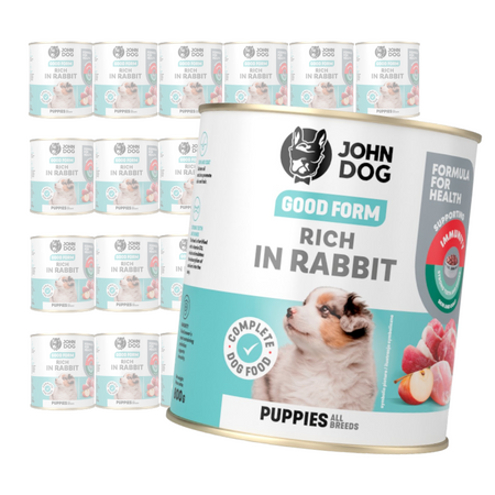 JOHN DOG Good Form Junior Bogata w Królika 24x800g Mokra Karma Dla Szczeniąt