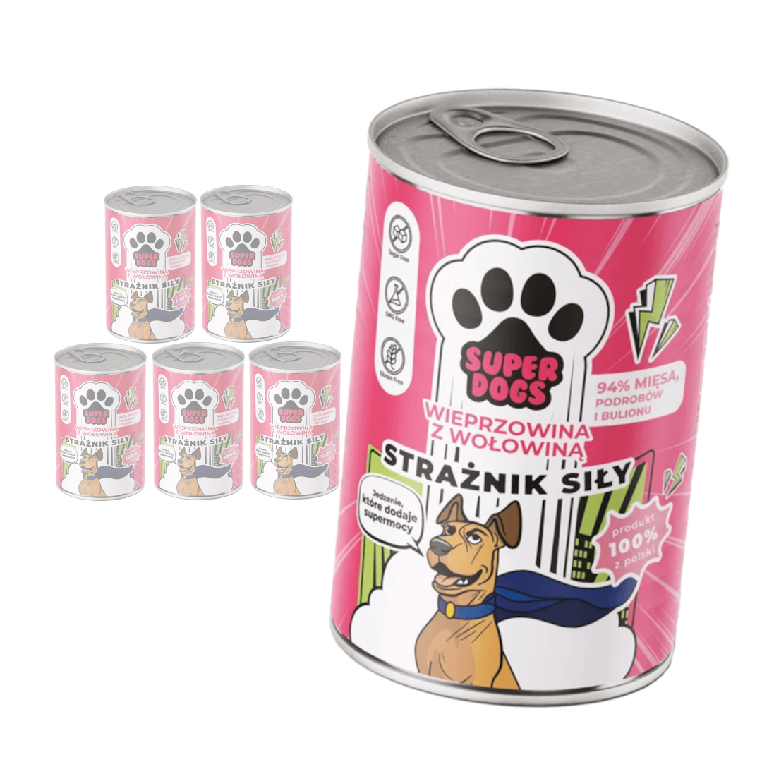 Uniszki Superdogs Strażnik Siły 400g Mokra Karma Dla Psa Wieprzowina Z Wołowiną