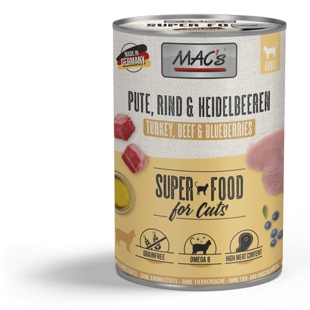 MAC's Cat Mokra Karma Dla Kota Indyk Wołowina Borówki 12x400g