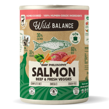 Wild Balance Karma Mokra Dla Szczeniąt I Dorosłych Psów 12x400g Mix Smaków Wołowina Kurczak Łosoś Dzika Ryba