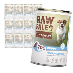 Raw Paleo Monoprotein Puppy 12x400g Mokra Karma Dla Szczeniąt z Dorszem