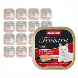 Animonda Vom Feinsten Adult 16x100g Mokra Karma dla Kota z Wołowiną Piersią Kurczaka i Ziołami