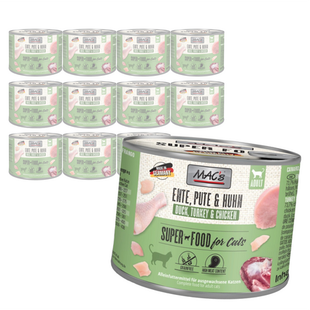 MAC's 12x200g Bezzbożowa Mokra Karma Dla Kota Kaczka Indyk Kurczak 