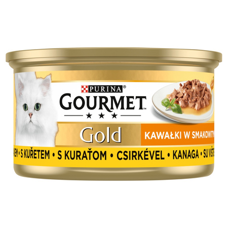 Purina Gourmet Gold z Kurczakiem 48x85g Mokra Karma Dla Kota Kawałki w Sosie