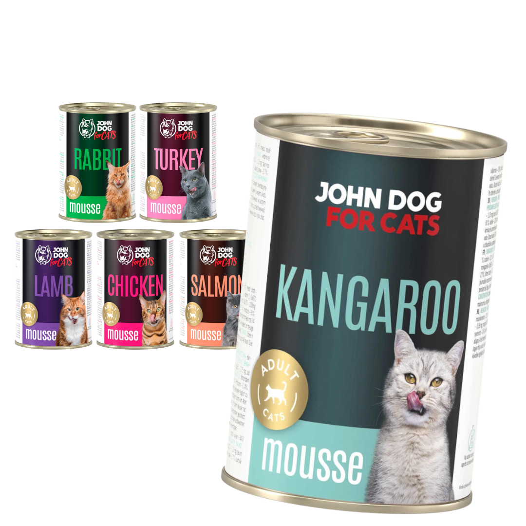 John Dog For Cats 6x400g Mokra Karma Dla Dorosłych Kotów  Mix 6 Smaków Mus